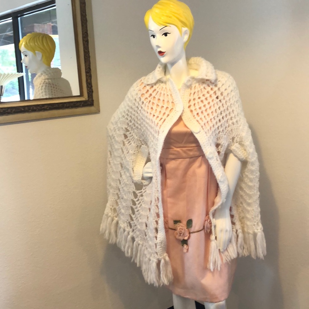 Petite Pink Vintage Dress and Crocheted Shawl